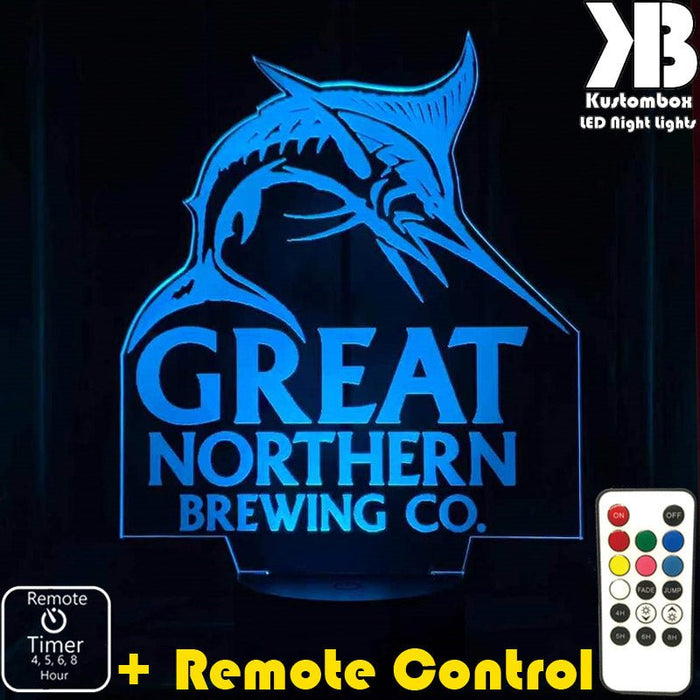 Great Northern Beer - LED Night Light 7 Colours + Remote Control - Kustombox