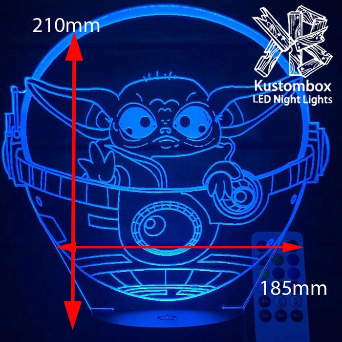 Grogu in Pod Yoda Mandolorian Star Wars - LED Night Light 7 Colours + Remote Control - Kustombox