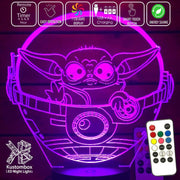 Grogu in Pod Yoda Mandolorian Star Wars - LED Night Light 7 Colours + Remote Control - Kustombox