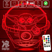 Grogu in Pod Yoda Mandolorian Star Wars - LED Night Light 7 Colours + Remote Control - Kustombox