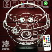 Grogu in Pod Yoda Mandolorian Star Wars - LED Night Light 7 Colours + Remote Control - Kustombox