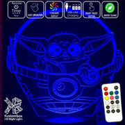 Grogu in Pod Yoda Mandolorian Star Wars - LED Night Light 7 Colours + Remote Control - Kustombox