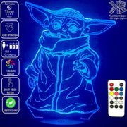Groku Baby Yoda Mandolorian Star Wars - LED Night Light 7 Colours + Remote Control - Kustombox