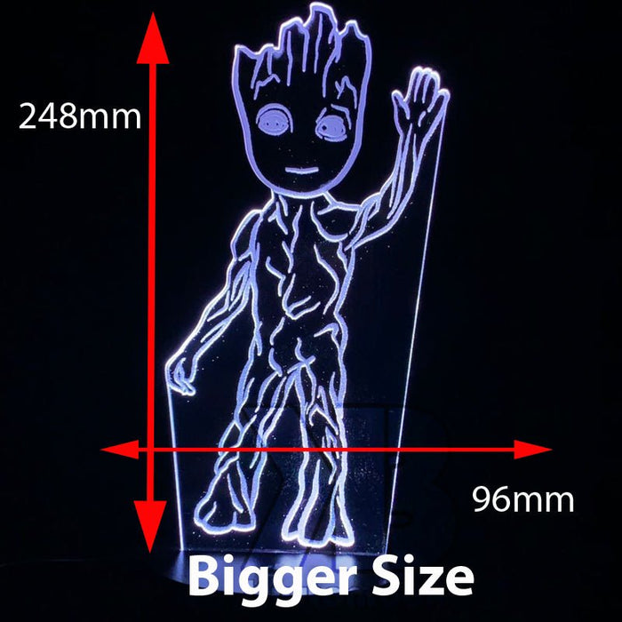 Groot Guardians of the Galaxy Marvel - 3D LED Night Light 7 Colours + Remote Control - Kustombox