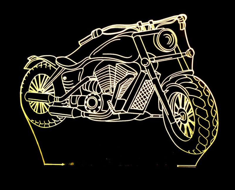 Harley Davidison Motorbike - 3D LED Night Light 7 Colours + Remote Control - Kustombox