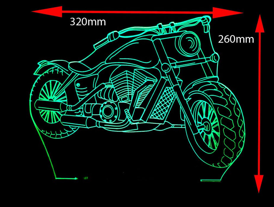 Harley Davidison Motorbike - 3D LED Night Light 7 Colours + Remote Control - Kustombox