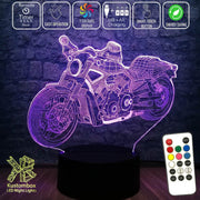 Harley Davidison Motorbike 3D - LED Night Light 7 Colours + Remote Control - Kustombox