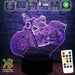 Harley Davidison Motorbike 3D - LED Night Light 7 Colours + Remote Control - Kustombox