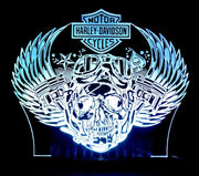 Harley Davidison Skull Piston Motorbike - 3D LED Night Light 7 Colours + Remote Control - Kustombox