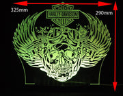 Harley Davidison Skull Piston Motorbike - 3D LED Night Light 7 Colours + Remote Control - Kustombox