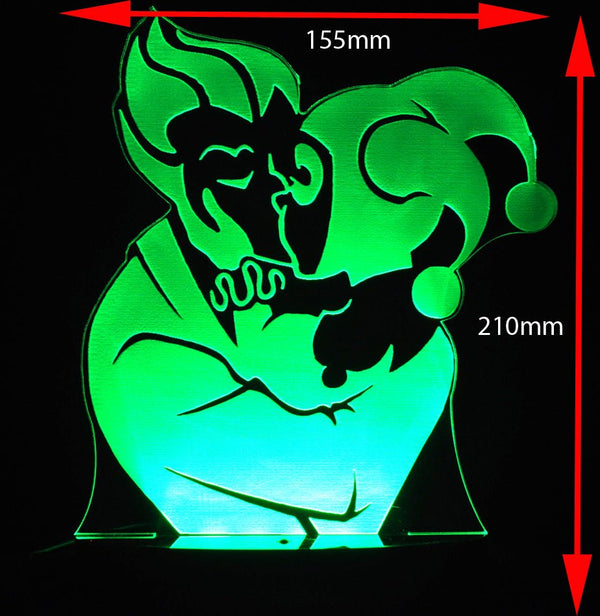 Harley Quinn & The Joker - 3D LED Night Light 7 Colours + Remote Control - Kustombox dc comics