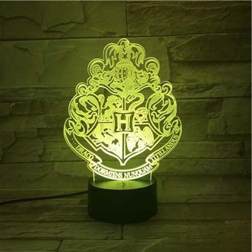 Harry Potter Hogwarts Logo - LED Night Light 7 Colours + Remote Control - Kustombox