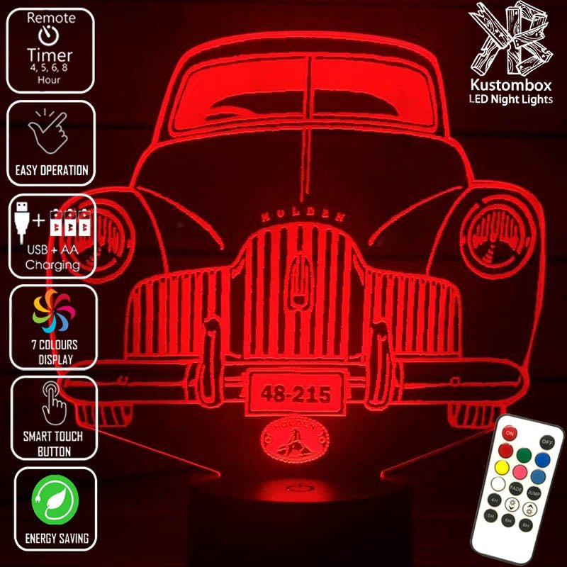 Holden FX Holden 48-215 / 1948 to 1953-  collector LED night light with engraved acrylic design and vivid colour illumination.