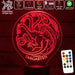 House of Targaryen Sigil Game of Thrones - 3D LED Night Light 7 Colours + Remote Control - Kustombox