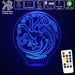 House of Targaryen Sigil Game of Thrones - 3D LED Night Light 7 Colours + Remote Control - Kustombox