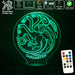 House of Targaryen Sigil Game of Thrones - 3D LED Night Light 7 Colours + Remote Control - Kustombox