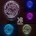 House of Targaryen Sigil Game of Thrones - 3D LED Night Light 7 Colours + Remote Control - Kustombox