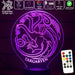 House of Targaryen Sigil Game of Thrones - 3D LED Night Light 7 Colours + Remote Control - Kustombox