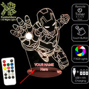 Iron Man Arm Out Avengers - 3D LED Night Light 7 Colours + Remote Control - Kustombox