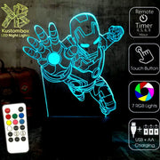 Iron Man Arm Out Avengers - 3D LED Night Light 7 Colours + Remote Control - Kustombox