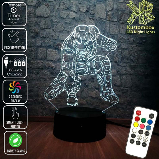 Iron Man Avengers Arm Down Tony Stark- 3D LED Night Light 7 Colours + Remote Control - Kustombox