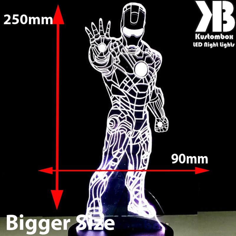 Iron Man Avengers Tony Stark- 3D LED Night Light 7 Colours + Remote Control - Kustombox