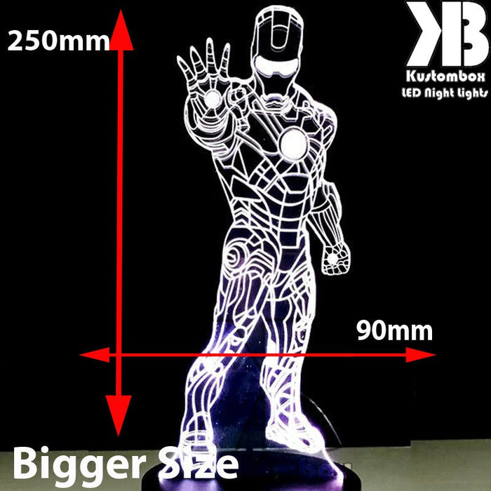 Iron Man Avengers Tony Stark- 3D LED Night Light 7 Colours + Remote Control - Kustombox