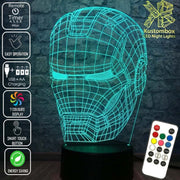 Iron Man Mask Avengers Tony Stark- 3D LED Night Light 7 Colours + Remote Control - Kustombox