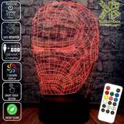 Iron Man Mask Avengers Tony Stark- 3D LED Night Light 7 Colours + Remote Control - Kustombox