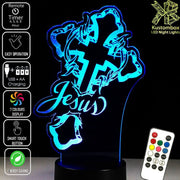 Jesus Christ Cross - 3D LED Night Light 7 Colours + Remote Control - Kustombox