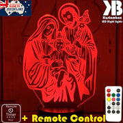 Jesus Christ Mary & Joseph Manger Religious - 3D LED Night Light 7 Colours + Remote Control - Kustombox