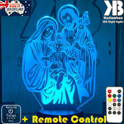 Jesus Christ Mary & Joseph Manger Religious - 3D LED Night Light 7 Colours + Remote Control - Kustombox