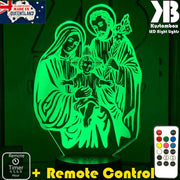 Jesus Christ Mary & Joseph Manger Religious - 3D LED Night Light 7 Colours + Remote Control - Kustombox