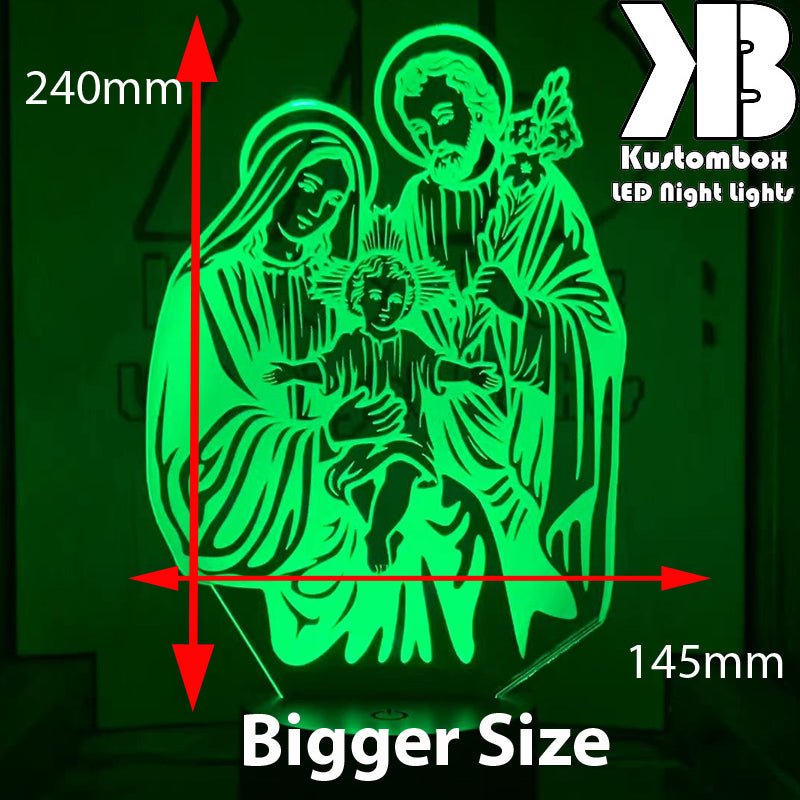 Jesus Christ Mary & Joseph Manger Religious - 3D LED Night Light 7 Colours + Remote Control - Kustombox