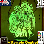 Jesus Christ Mary & Joseph Manger Religious - 3D LED Night Light 7 Colours + Remote Control - Kustombox