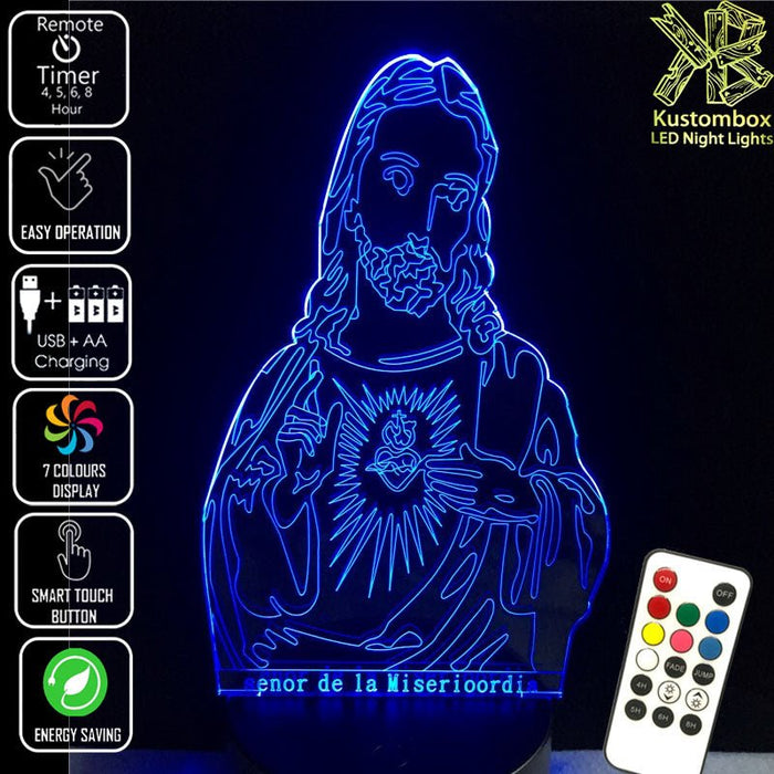Jesus Christ Religious Statue - 3D LED Night Light 7 Colours + Remote Control - Kustombox
