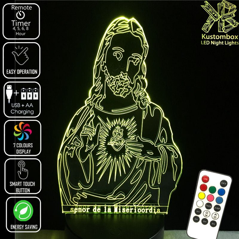 Jesus Christ Religious Statue - 3D LED Night Light 7 Colours + Remote Control - Kustombox