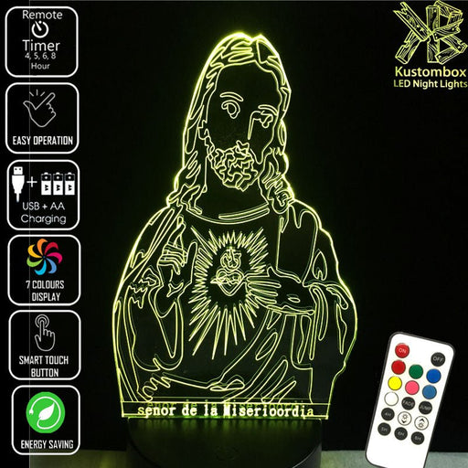 Jesus Christ Religious Statue - 3D LED Night Light 7 Colours + Remote Control - Kustombox