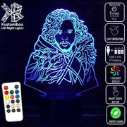Jon Snow Game of Thrones - 3D LED Night Light 7 Colours + Remote Control - Kustombox
