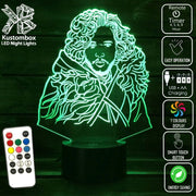 Jon Snow Game of Thrones - 3D LED Night Light 7 Colours + Remote Control - Kustombox