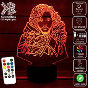 Jon Snow Game of Thrones - 3D LED Night Light 7 Colours + Remote Control - Kustombox