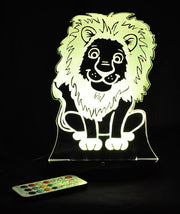 Jungle Animals LION Personalised Name- 3D LED Night Light 7 Colours + Remote Control - Kustombox jungle