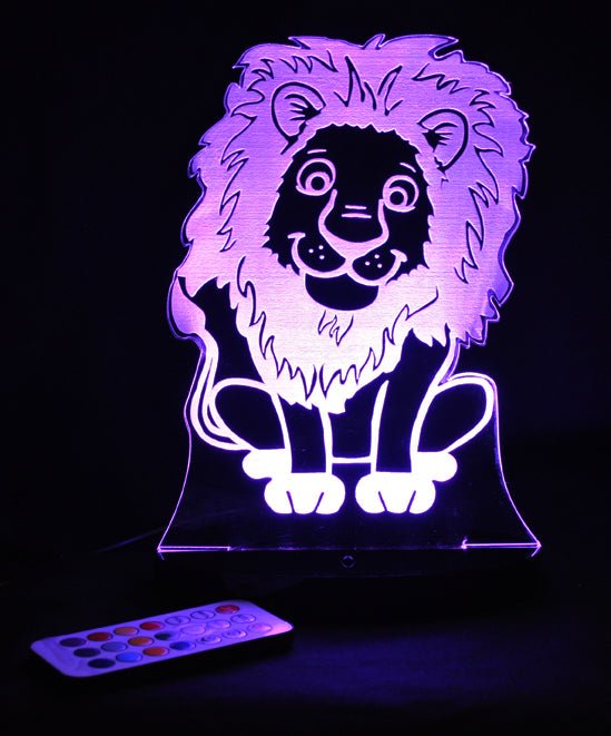 Jungle Animals LION Personalised Name- 3D LED Night Light 7 Colours + Remote Control - Kustombox jungle