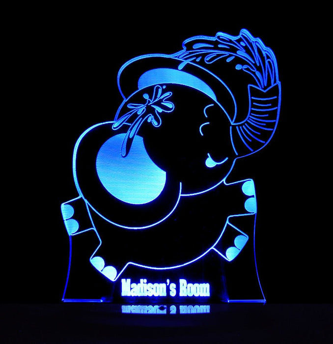 Jungle Elephant Personalised Name - 3D LED Night Light 7 Colours + Remote Control - Kustombox