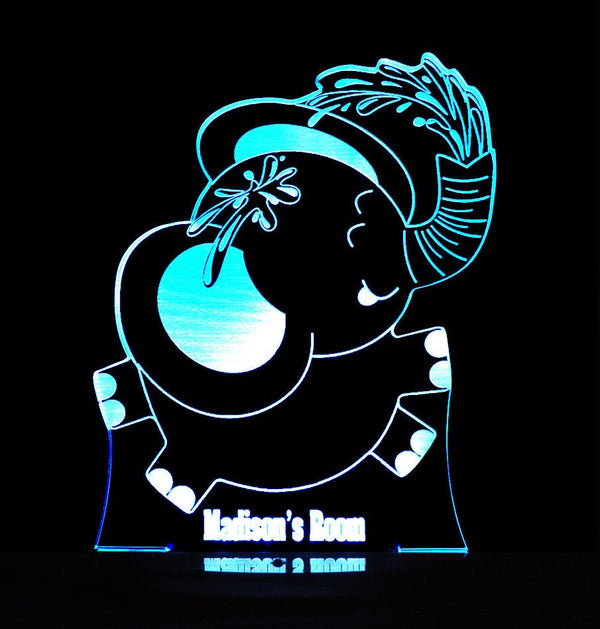 Jungle Elephant Personalised Name - 3D LED Night Light 7 Colours + Remote Control - Kustombox