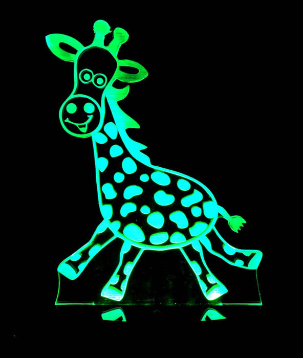 Jungle Giraffe Personalised Name - 3D LED Night Light 7 Colours + Remote Control - Kustombox