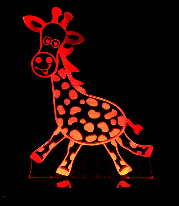 Jungle Giraffe Personalised Name - 3D LED Night Light 7 Colours + Remote Control - Kustombox