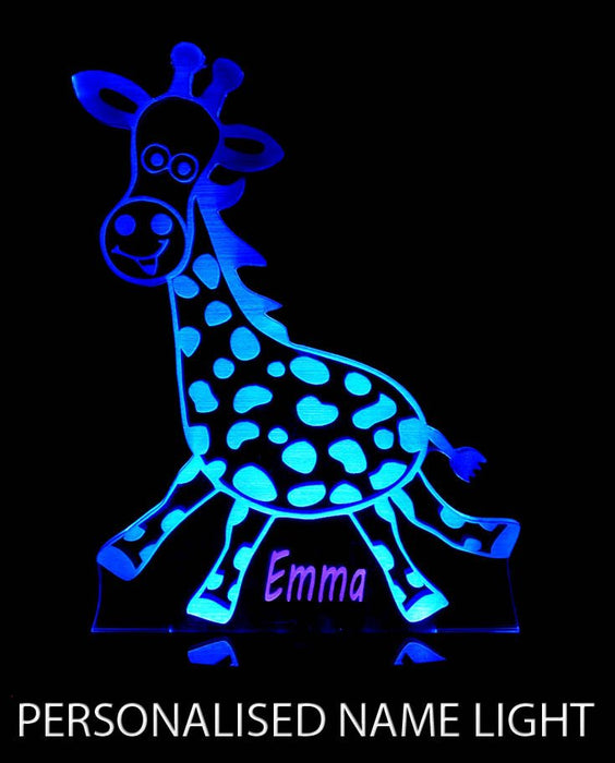 Jungle Giraffe Personalised Name - 3D LED Night Light 7 Colours + Remote Control - Kustombox