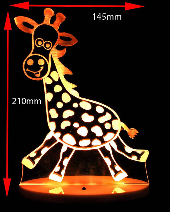 Jungle Giraffe Personalised Name - 3D LED Night Light 7 Colours + Remote Control - Kustombox