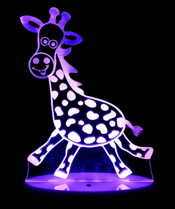 Jungle Giraffe Personalised Name - 3D LED Night Light 7 Colours + Remote Control - Kustombox